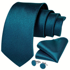 Men's Classic Plain Necktie Business Wedding Set