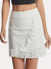 Ruffle Trim High Waist Mini Skirt