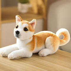 Realistic Shiba Inu Plush Toy - Natural Brown, Lying Pose - Family Party Gift