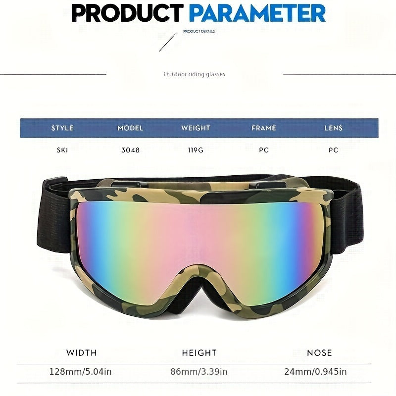 Multicolor Anti fog Ski Goggles Large Frame Windproof Sports Goggles