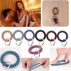 Stretchable Wristband Keychain Spiral Hair Tie Elastic Band Bracelet Key Holder