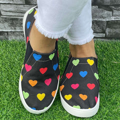 Heart Pattern Slip-On Flat Shoes for Women