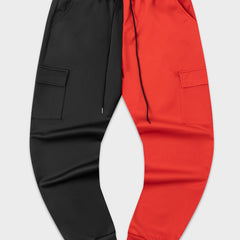 Men's Block Cargo Pants Flap Pocket Drawstring Jogger