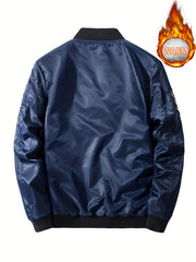 Men's Solid Embroidered Jacket - Windproof & Waterproof