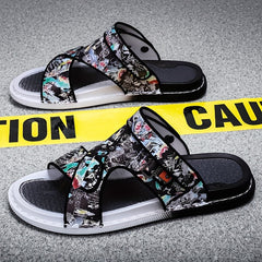 Men's Graphic Print Non Slip Sandals Quick Drying Comfy Slides