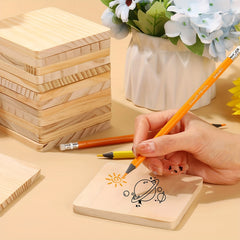 Square Beech Wood Blocks DIY Ornament Accessories Coaster Material