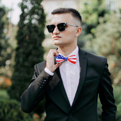 Flag Bow Tie Adjustable Pre Tied Neckwear Patriotic Bowties For Men