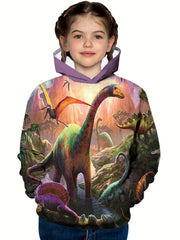 Dino 3D Pattern Print Boys Sweatshirt Hoodie For Spring Fall