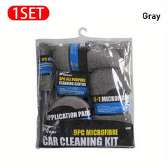 Car Wash Sponge Kit Microfiber Towel Detailing Gloves Waxing Brushes