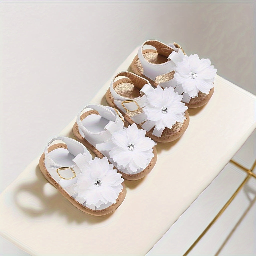 Baby Girls Flower Sandals - Breathable Non-slip Summer Shoes