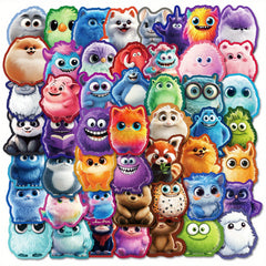 50pcs Colorful Furry Monster Vinyl Stickers for Laptops Water Bottles Cars