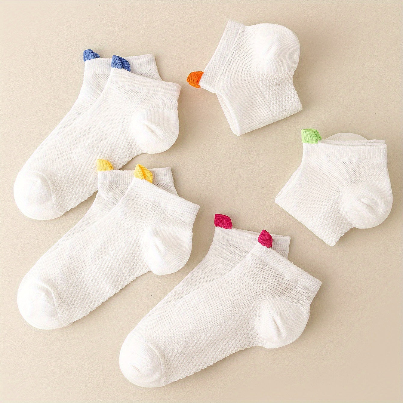 5 Pairs Girls Plain Ankle Socks for Kids Children Toddlers