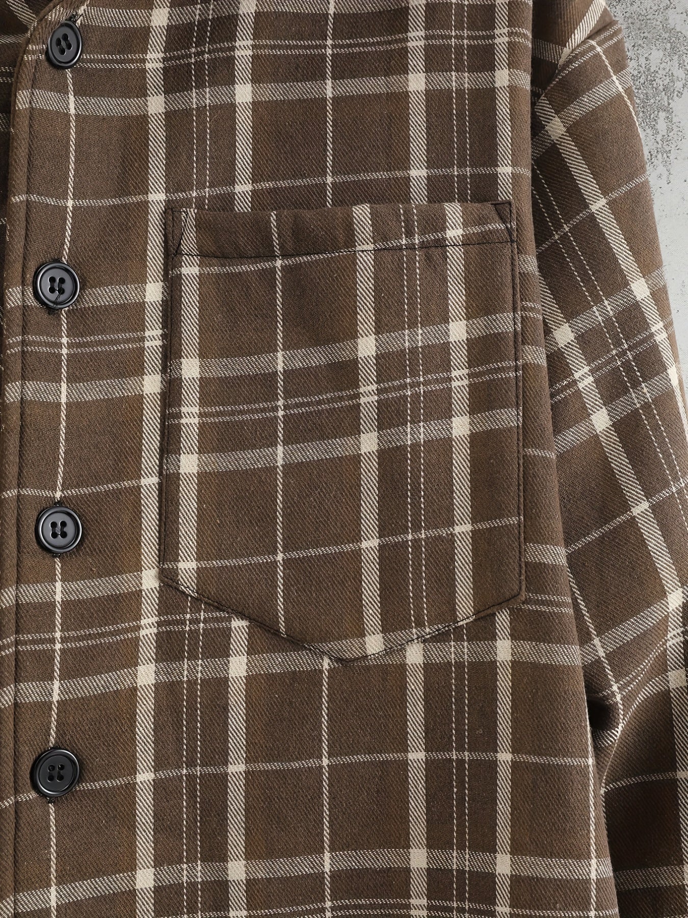 Men's Plaid Shirt Jacket Hooded Long Sleeves Coat