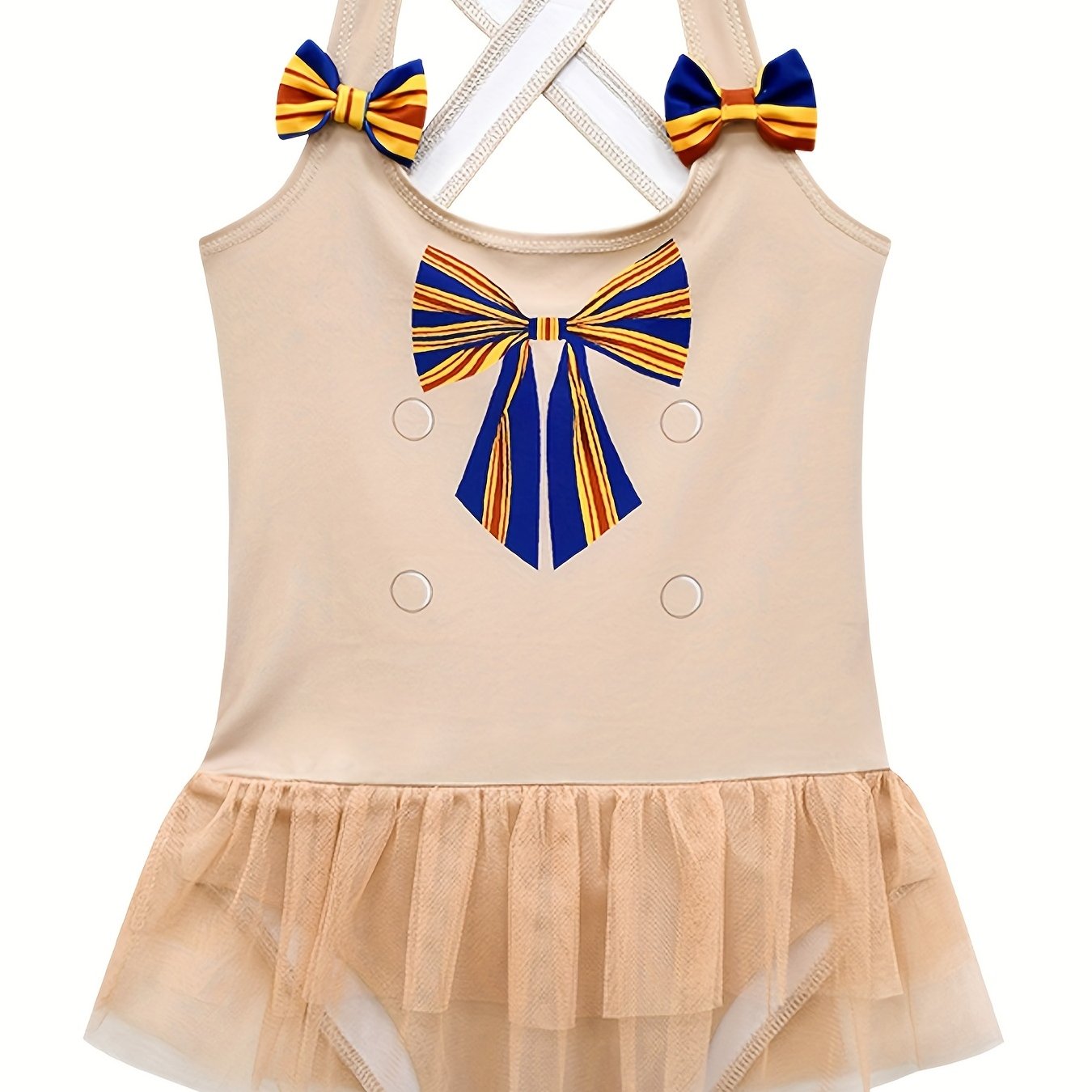 Girl's Preppy Style Bowknot Print Tankini Swimsuit