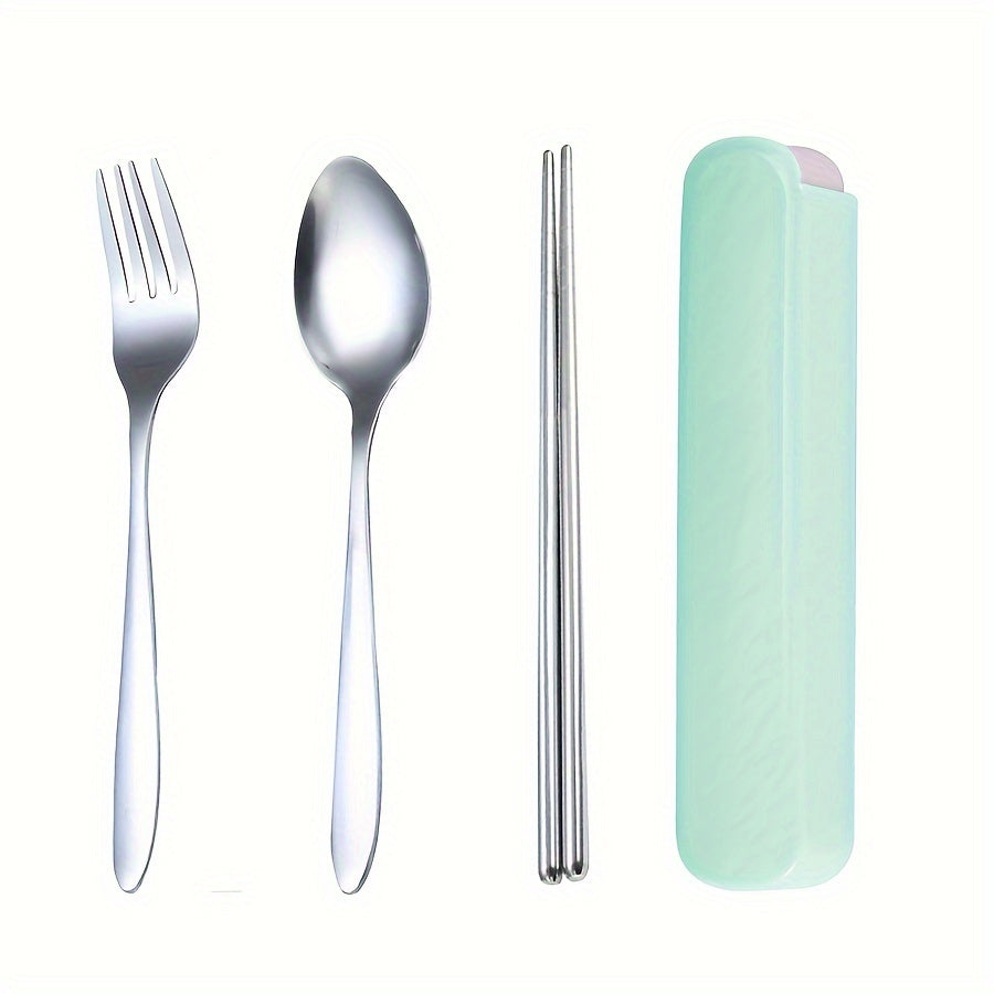 3pcs Stainless Steel Outdoor Tableware Set Spoon Fork Chopsticks