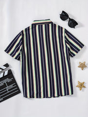 Boys Striped Short Sleeves Shirt For Summer Kids Clothes