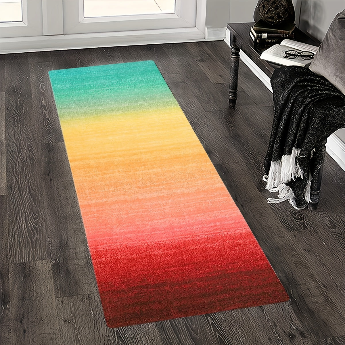 1pc Abstract Rainbow Laundry Rug Mat Kitchen Floor Hallway Entrance Rug