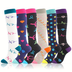 Men's Striped Compression Socks for Running Cycling Hiking - 5 Pairs