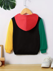 Boys Casual Block Pullover Hooded Sweatshirt