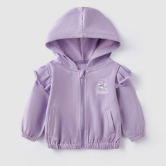 Baby Girl Hooded Cartoon Graphic Cardigan Coat