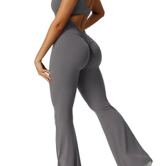 Back Cut Out Tank Top Jumpsuit Sleeveless Round Neck Yoga Sports Jumpsuit