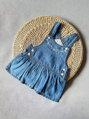 Baby Girl's Ruffle Trim Denim Dress Overall