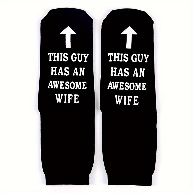 2 Pairs Non Slip Socks Awesome Wife Crew Socks