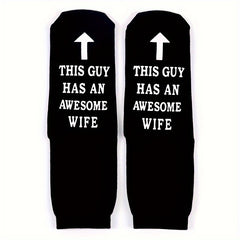 2 Pairs Non Slip Socks Awesome Wife Crew Socks