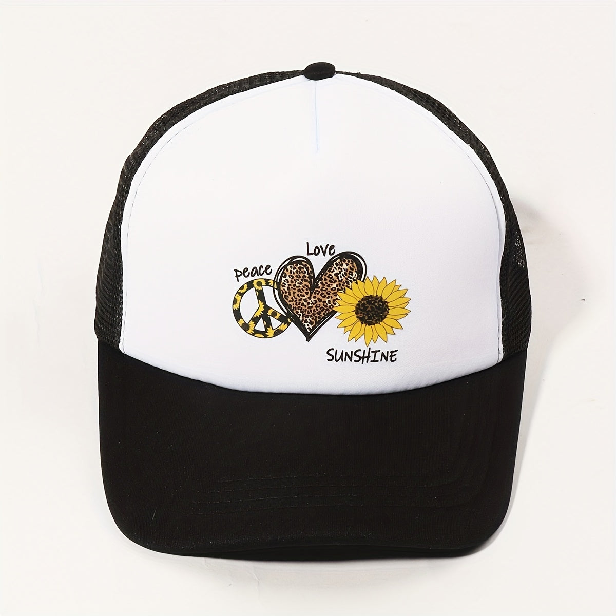 Leopard Sunflower Print Trucker Hat & Baseball Cap
