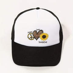 Leopard Sunflower Print Trucker Hat & Baseball Cap