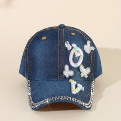 BlueWashed Sun Hat Faux Pearl Deer Bunny Butterfly Baseball Cap