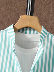 Stripe Graphic Print Boys Top Short Sleeve Lapel Shirt