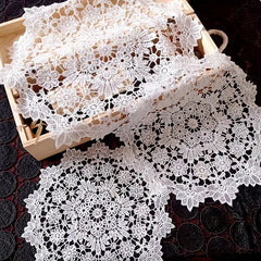 1pc Vintage Lace Embroidered Doily Crochet Floral Table Mat for Air Fryer