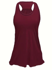 Solid Wide Strap Tank Tops Women's Plus Round Neck Basic Tank Tops