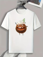 Coconut Print Men's Graphic T-shirt for Summer