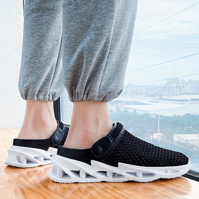 Men's Mesh Blade Clogs Slip on Closed Toe Sandals Soft Sole Walking Shoes
