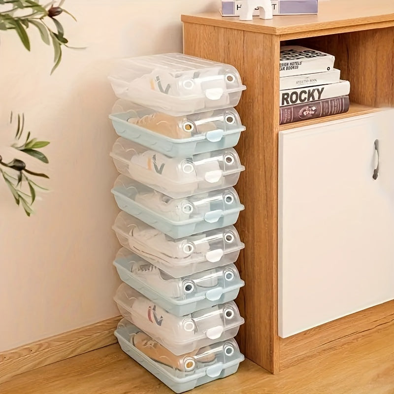 1pc Stackable Shoe Box With Lid Plastic Container Storage Organizer