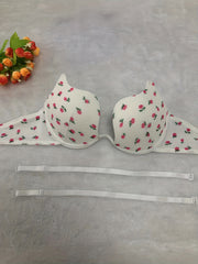Floral Print Plunge Bra Push Up Lingerie