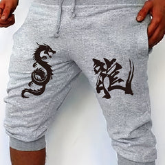 Men's Dragon Print Casual Stretch Shorts