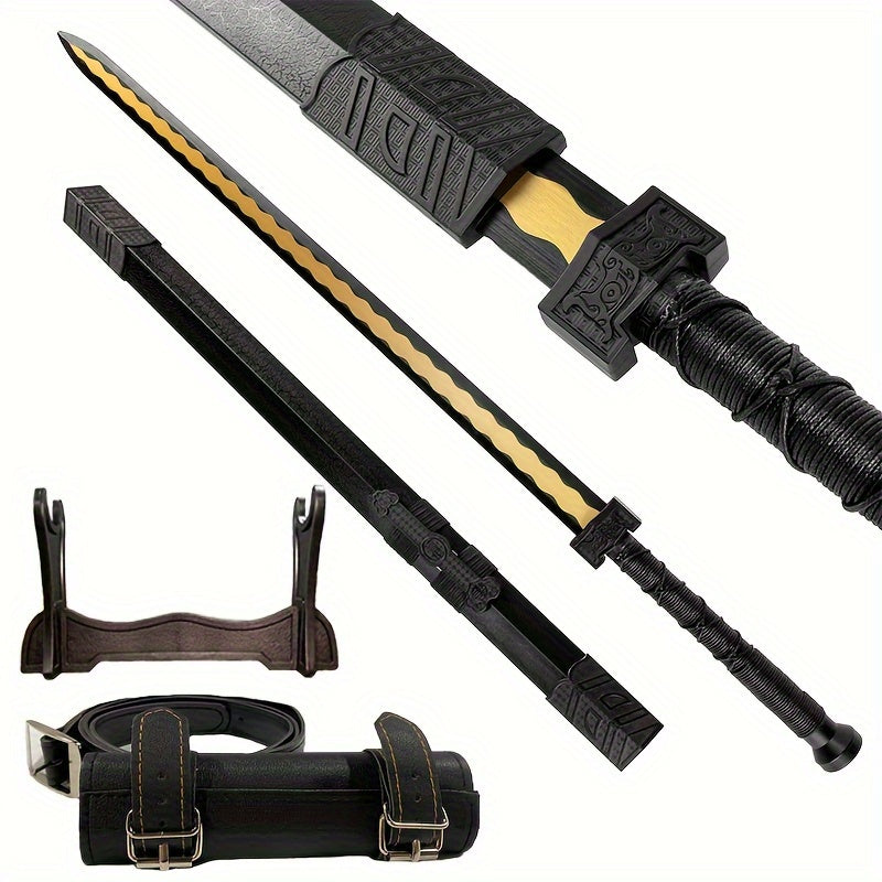 Wooden Katana Sword Samurai Sword With Belt And Stand For Anime Cosplay