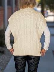 Boho Sweater Women's Plus Solid Cable Batwing Sleeve High Neck Sweater