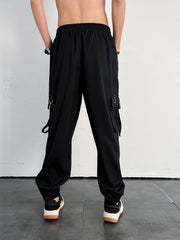 Men's Drawstring Sweatpants with Chain Decor and Pockets
