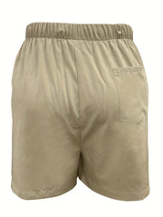 Solid Wide Leg Drawstring Shorts With Pockets