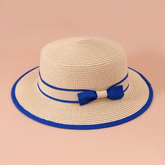 Double Flat Top Jazz Fedora Straw Hat for Women