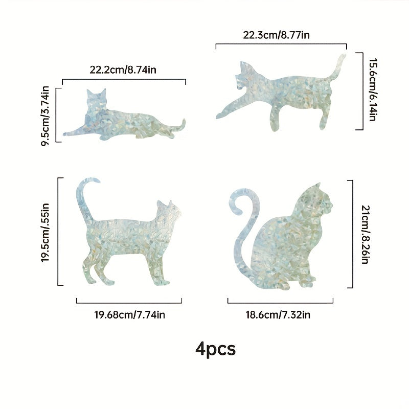 4pcs Cat Window Film for Home Decor and Privacy