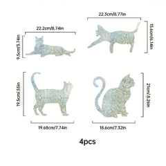 4pcs Cat Window Film for Home Decor and Privacy