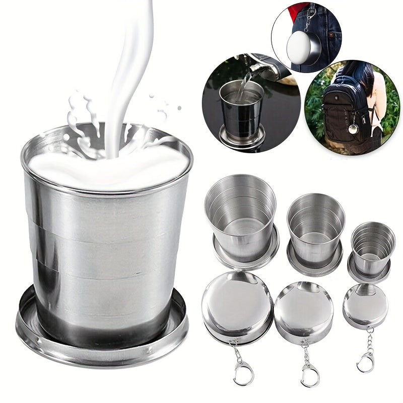 Portable Stackable Metal Folding Cup Telescopic with Keychain