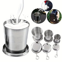 Portable Stackable Metal Folding Cup Telescopic with Keychain