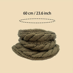 Khaki Ribbed Knit Warm Scarf Coldproof Neck Gaiter Thick Infinity Circle Loop