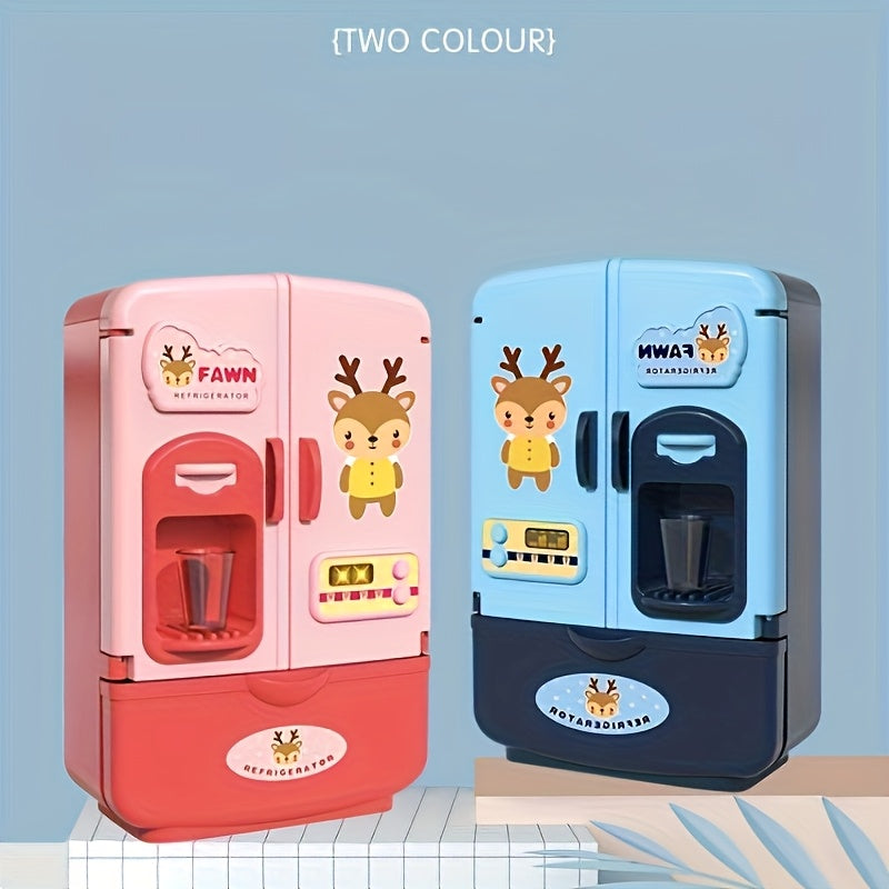 Kids Pretend Play Refrigerator Cabinet Toy Double Door Educational Fridge